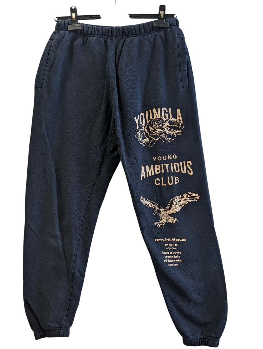 YoungLA Men's Navy Immortal Young Ambitious Club Joggers  Cream Graphic S